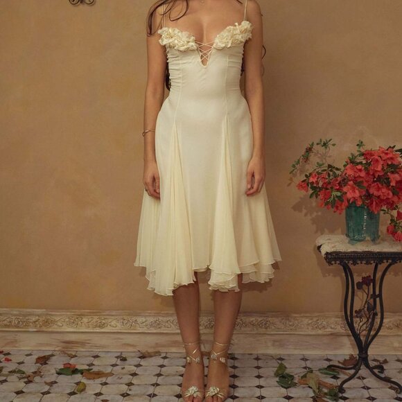 Dresses & Skirts - Christmas Red Gown w/ Handmade Floral Detail